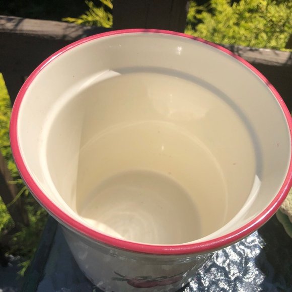 Pfaltzgraff Gadget Utensil Crock Delicious Pattern Apples Gingham Discontinued - Picture 5 of 7